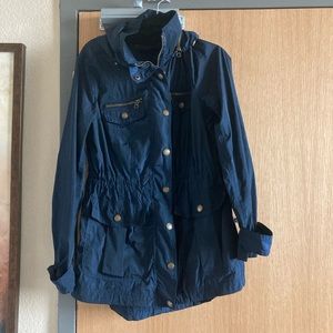 Navy raincoat, size M